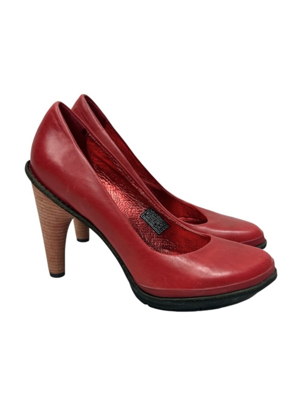 Tsubo Magda Burgundy Red Leather Platform Wooden Heels Pumps